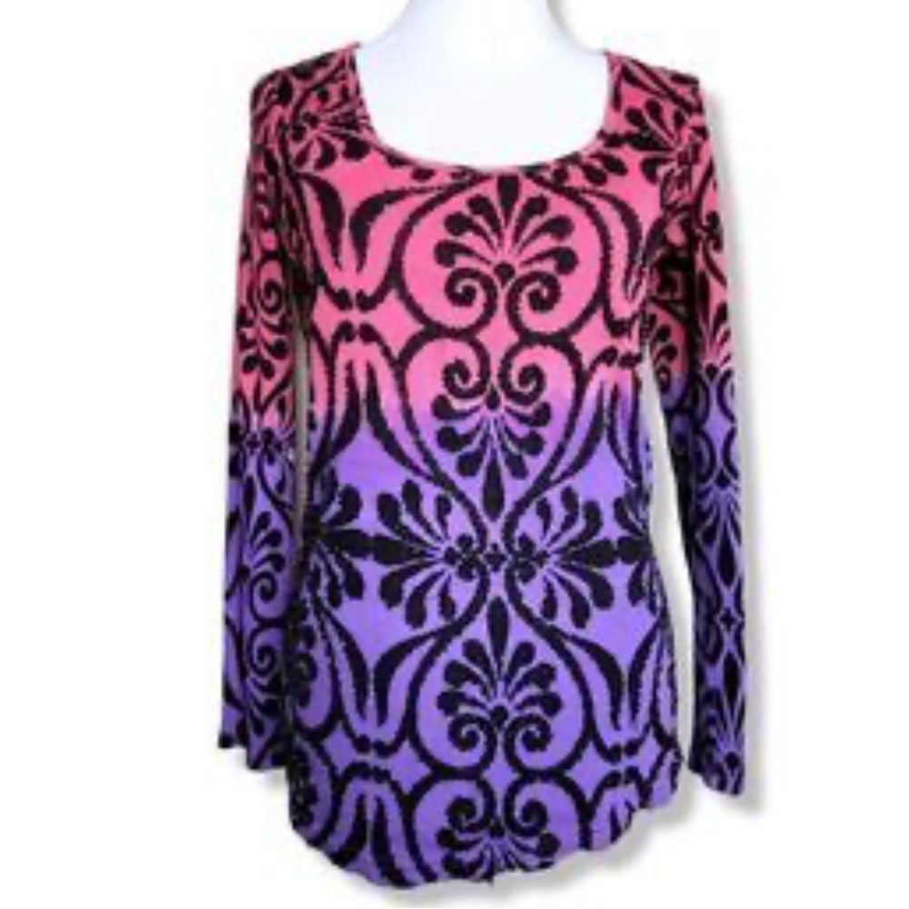 Elegant Black and Purple Patterned Women's Top